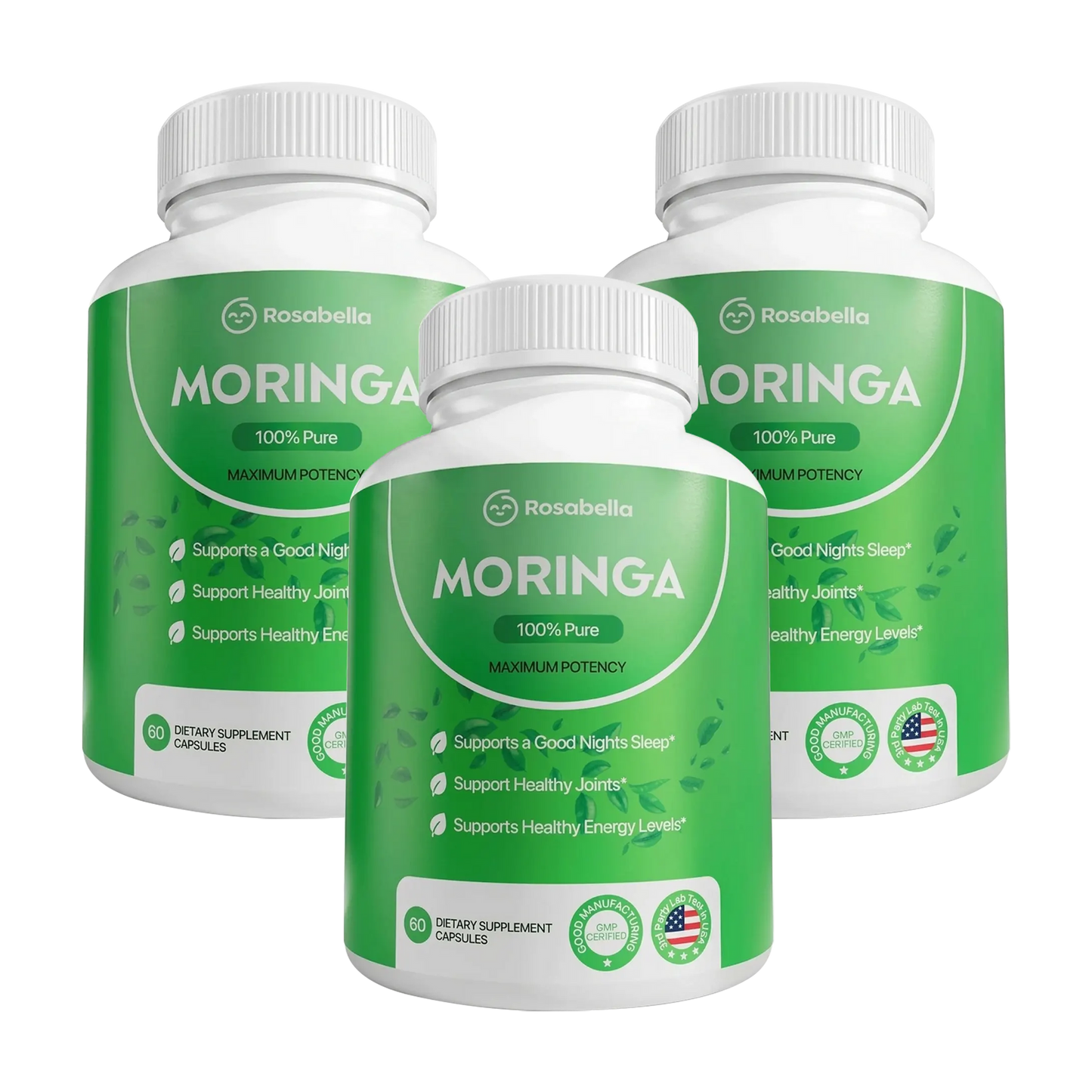 Rosabella Moringa+ – Daily Moringa Leaf Supplement, 60 Capsules