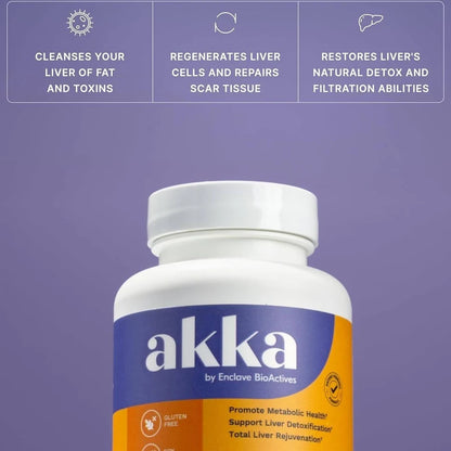 AKKA Akkermansia Probiotic, Liver Cleanse, Detox & Repair, Non-GMO, 60 Caps