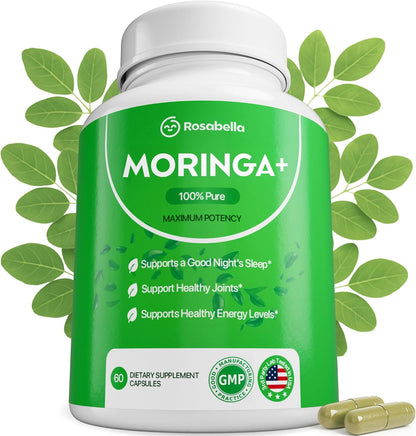 Rosabella Moringa+ – Daily Moringa Leaf Supplement, 60 Capsules