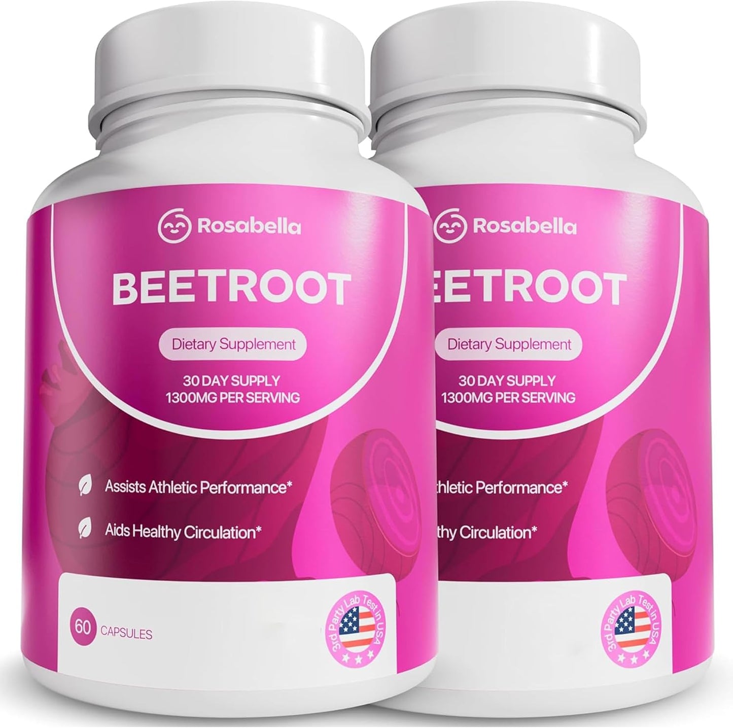 Rosabella Organic Beetroot – 1300mg Beet Root Supplement, 60 Capsules