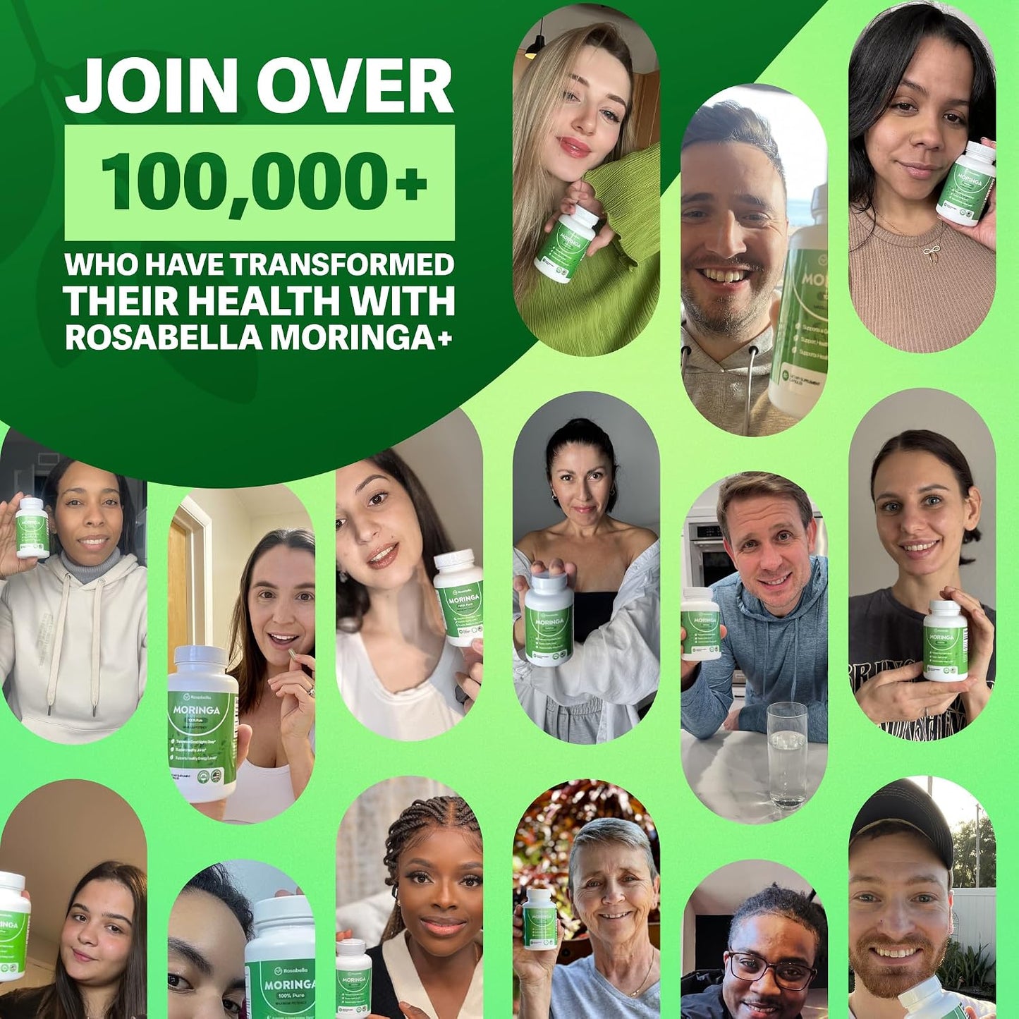 Rosabella Moringa+ – Daily Moringa Leaf Supplement, 60 Capsules