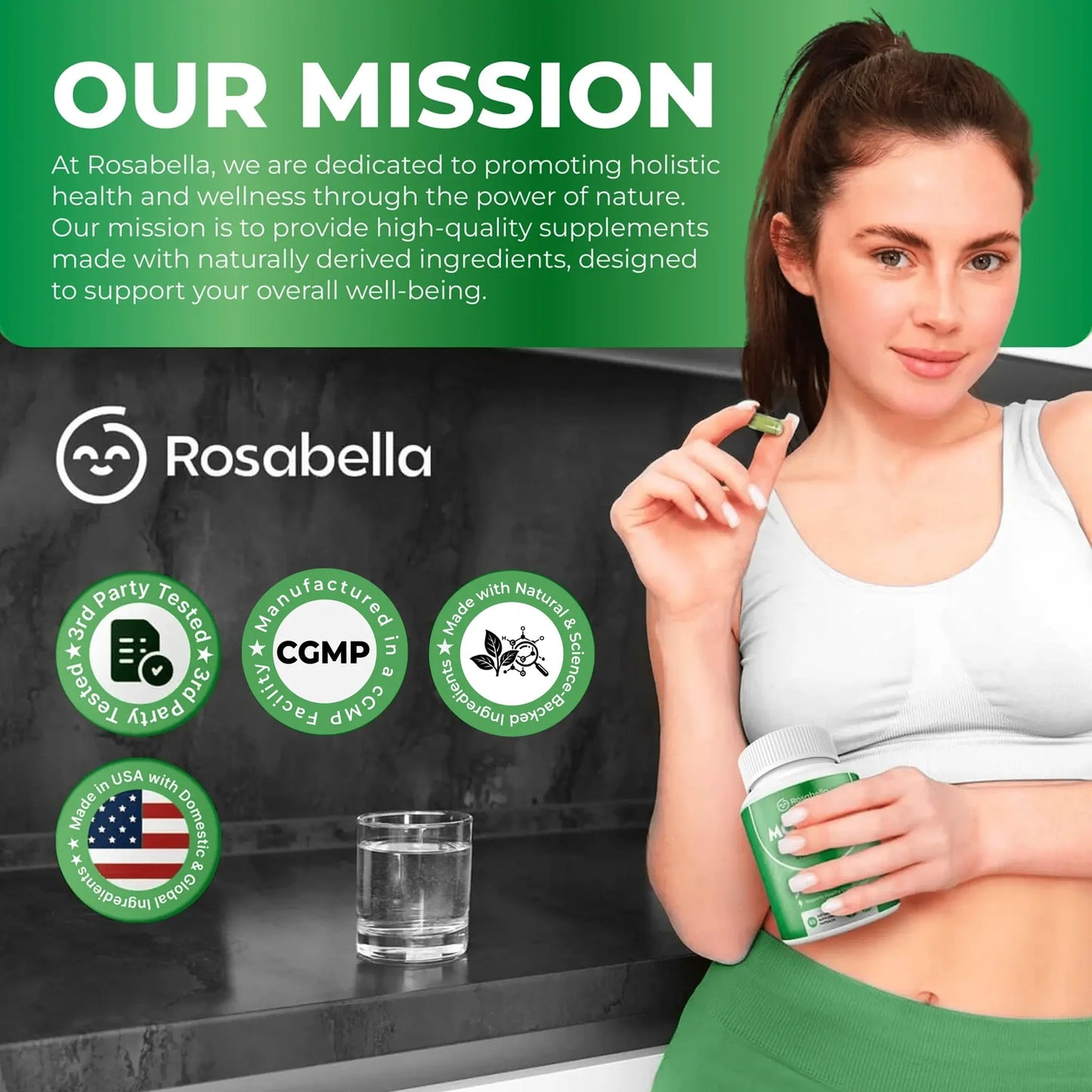 Rosabella Moringa+ – Daily Moringa Leaf Supplement, 60 Capsules