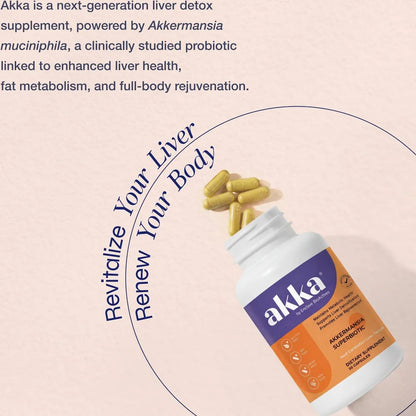 AKKA Akkermansia Probiotic, Liver Cleanse, Detox & Repair, Non-GMO, 60 Caps